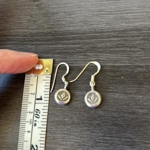 Thai‎ Silver Lotus Charm Earrings Sterling Silver Earwires NWT - Picture 5 of 5